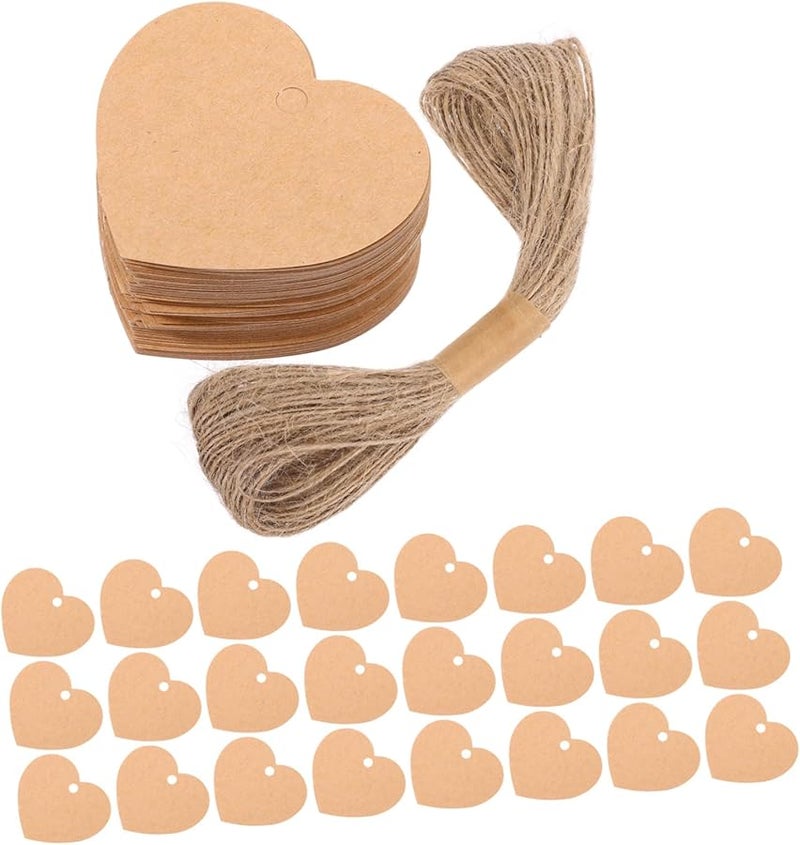 2 Sets Heart Shaped Kraft Paper Tags Blank Labels With String For Valentine Crafts - Image 5